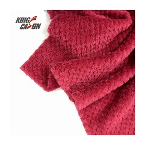 Kingcason चीन कारखाने दो पक्ष लाल रंग आरामदायक Jacquard पूर्वी यूरोपीय बाजार के लिए 100% पॉलिएस्टर फलालैन ऊन कपड़े
