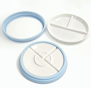 <span class=keywords><strong>Platos</strong></span> de Porcelana Divididos con Mangas de Silicona, Plato de Alimentación Dividido para Microondas, <span class=keywords><strong>Platos</strong></span> de Succión Blancos para Niños Pequeños, Aptos para Niños Pequeños - Product Image 2