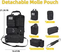 Organisateur de siège arrière de voiture tactique en nylon Oxford rouge/noir durable, 5 pochettes Molle détachables, 8-11 compartiments, 107x52cm, marque OEM
