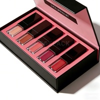 Ensemble de 5 rouges à lèvres liquides personnalisés, boîte cadeau rigide avec fermeture magnétique, étiquette privée, kit de maquillage gloss à lèvres mat
