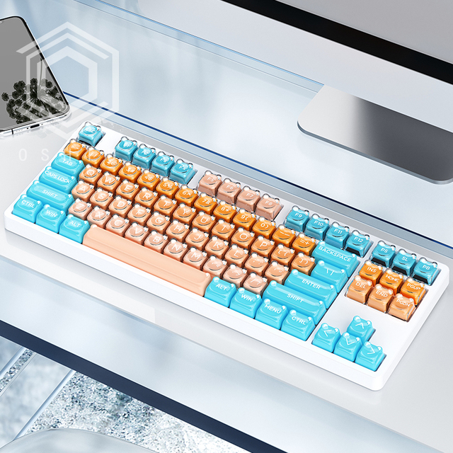 Oshid PC and PBT Double-shot MOA Bear Gaming Keycaps MOA Profile RGB Lighting for Mechanical Keyboard Custom Keycaps