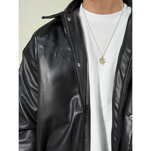 <span class=keywords><strong>Bomber</strong></span> <span class=keywords><strong>Bomber</strong></span> personalizzato <span class=keywords><strong>oversize</strong></span> da uomo giacca di pelle nera <span class=keywords><strong>Bomber</strong></span> di alta qualità - Product Image 4