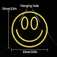 Lámpara de Pared LED de Neón Acrílica Neonawall IP65 con Cara Sonriente, Luz Amarilla Cálida, Interruptor USB, para Decoración de Tiendas y Dormitorios