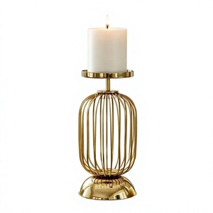 Cylinder Iron Wire Decorative <b>Candlestick</b> <b>Holder</b> Home Hotel Wedding Home Lighting Decoration Gold Finishing Candle <b>Holder</b> - Product Image 2