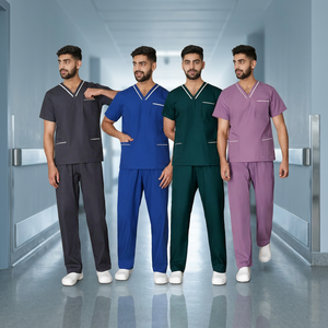Spandex/Polyester Woven Dobby High-End Unisex Beauty Salon Dental Physiotherapy Nurse Hospital Doctor <b>Scrub</b> <b>Top</b> Workwear Uniform - Product Image 3