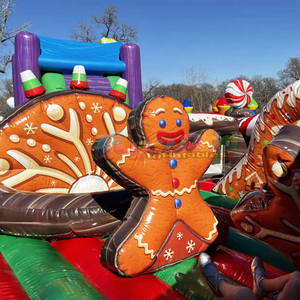 Parque infantil navideño con castillo inflable y tobogán para niños, parque de juegos inflable con temática de jengibre. - Product Image 4