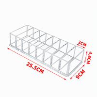 D6214 Boîte de rangement transparente en plastique acrylique à 8 compartiments pour cosmétiques, rouge à lèvres, fards à paupières, organisateur de bureau