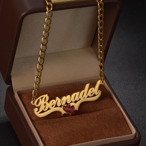 Dropshipping POD Personalized Name Pendant <b>Necklace</b> Gold Plated Stainless Steel Chain <b>Couple</b> Name Heart Shape <b>Necklace</b> - Product Image 1