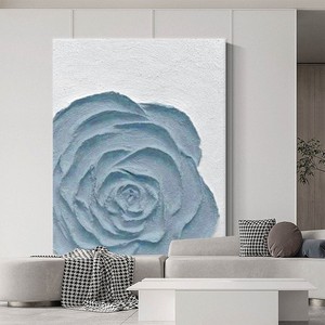 Peinture à l'huile peinte à la main, fleur de rose, décoration murale minimaliste moderne, grand format vertical pour salon, entrée - Product Image 2
