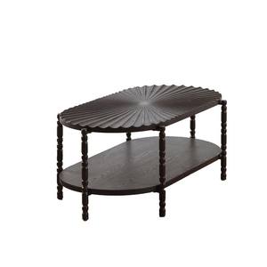 Initial Seven Oval Double Layer Coffee Table Wood Baking Paint Vintage Style For Living Room - Product Image 5