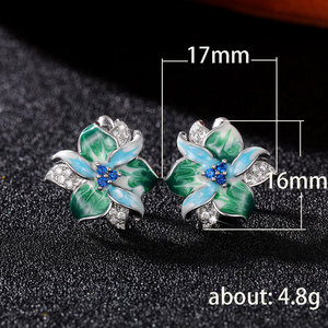 Vente chaude en Europe amérique en vrac cuivre Zircon boucle d'oreille goujons fleur lumière remise déclaration gros bijoux de mode pour les femmes - Product Image 3