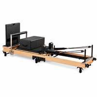 Reformer Pilates pliable en bois d’érable avec pieds réglables Machine de fitness professionnelle pour studio et maison