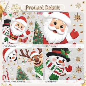 Autocollants électrostatiques de Noël pour fenêtre - Décorations réutilisables double face effet globe de neige et Père Noël pour la maison et les fêtes - Product Image 4
