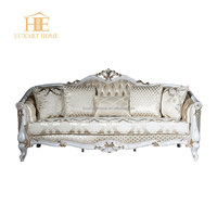 Canapé antique de luxe en bois massif d'acajou sculpté, style royal français, avec revêtement en feuille d'or, couleur rose, pour appartement, villa, ensemble de salon