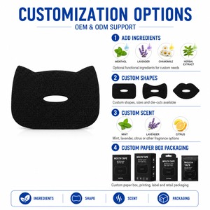 Cinta bucal al por mayor de marca privada con colágeno, tira para dormir de forma personalizada, sin látex, antirronquidos, negra, transpirable - Product Image 5
