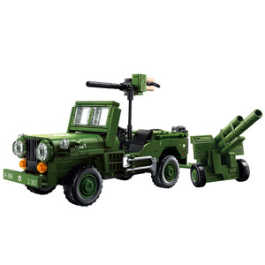 <span class=keywords><strong>Jouet</strong></span> de construction <span class=keywords><strong>militaire</strong></span> Willys <span class=keywords><strong>Jeep</strong></span> en blocs ABS, <span class=keywords><strong>jouet</strong></span> de construction DIY avec modèle de canon M101A1, <span class=keywords><strong>jouet</strong></span> éducatif d'histoire pour garçons - Product Image 1