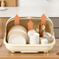 Égouttoir à vaisselle grande capacité avec couvercle, boîte de rangement pour égouttoir de table de cuisine