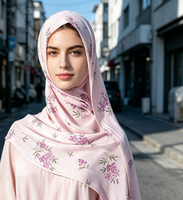 Hijabs en modal imprimés, tissu de qualité supérieure, impression de logo personnalisé, hijab floral d'été pour femmes musulmanes