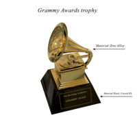 Trophée en métal en forme de trompette, récompense musicale, trophée commémoratif de film, ornement pour salon, bar, tourne-disque, trophée Grammy