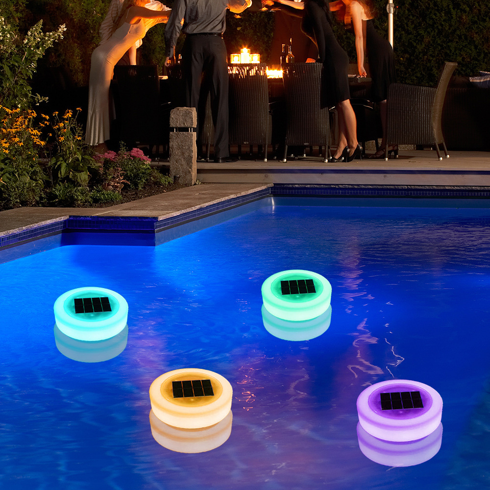 Solar-Powered Floating Pool & Lawn Lights Outdoor Waterproof Garden LED RGB with Remote Control Plastic Material IP44
