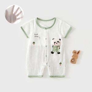 Vente directe d'usine de vêtements d'été une pièce. Pyjama bébé une pièce à manches courtes en coton, frais et rafraîchissant. - Product Image 5