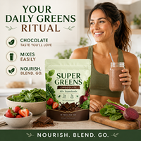 Poudre de superaliments Daily Greens au délicieux goût chocolat, complexe de 3500mg de plantes vertes, mélange beauté de 1200mg, améliore l'immunité, pour adultes