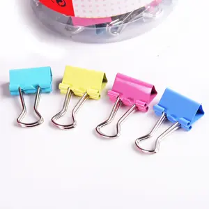 Grosir 4 Warna 60Pcs Pvc Kotak Logam 15Mm Mini Warna-warni Binder Clip