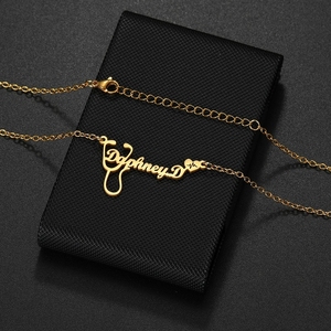Wholesale Custom Name Pendant <b>Necklace</b> Gold Plated Stethoscope Design Daphney <b>D</b> Heart Charm Everyday Wear - Product Image 5