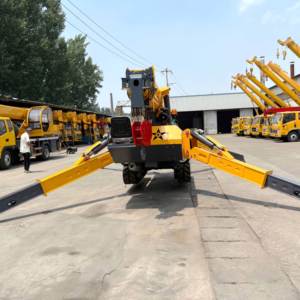 8 Ton Mini laba-laba angkat derek pengendali jarak jauh Crawler teleskopik Boom Diesel bertenaga 17.8m Max mengangkat tinggi rendah multifungsi - Product Image 3