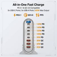 Station de charge rapide GaN³ personnalisée avec logo OEM, concentrateur de charge multi-ports PD QC 240W 268W 320W 440W 500W 600W avec affichage numérique de la puissance