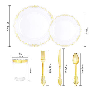ชุดจานสีทองลายดอกไม้ชุบทองนูนสูง,ชุดอุปกรณ์อาหารเย็นแบบตะวันตกพร้อมชุดจานและจานรอง - Product Image 2