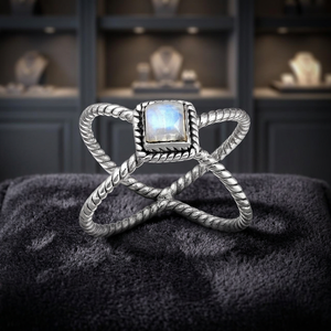925 Solid Sterling Silver Rainbow <b>Moonstone</b> Cushion Cut Bezel Setting Gemstone Rings Handmade <b>Jewelry</b> for Women's/Unisex Party - Product Image 3