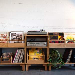 Présentoir de bureau moderne en bois massif Viny Support de support pour tourne-disque Porte-disque <span class=keywords><strong>vinyle</strong></span> en chêne blanc - Product Image 6