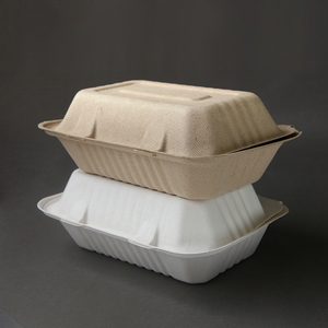 Biodegradable takeaway food packaging pizza hamburger burger bento meal fast food takeout pulp lunch bagasse sugarcane paper box