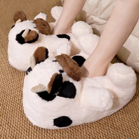 Chaussons en peluche à bout fermé, motif dessin animé, tout inclus, pour l'hiver, chauds et confortables pour la maison