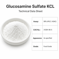 Extrait Herbal LCHBIO Glucosamine Sulfate KCL 99% D-Glucosamine 2KCl en Poudre CAS 31284-96-5 pour la Santé Articulaire et le Soutien du Cartilage