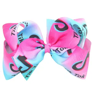 P107065 Custom 8 "Lazos grandes Tiktok para el cabello con clips para niños Cinta de grogrén hecha a mano Hairbow Baby Hair Bow Accesorios - Product Image 1