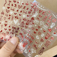 Lot de 12 autocollants laser dorés pour ongles, motif cœur d'amour, Saint-Valentin, couple, chat, nœud, manucure, sliders pour ongles, fournitures pour ongles