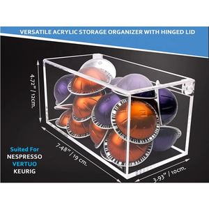 Porte-dosette de café en acrylique Transparent moderne, boîte de rangement pour Capsules de café avec couvercle à charnière pour Capsules Nespresso <span class=keywords><strong>Vertuo</strong></span> K Cups - Product Image 4