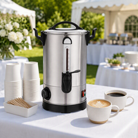 Urne à café en acier inoxydable 304, commerciale, 30 tasses, avec jauge de niveau et robinet à levier pour café