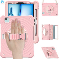 Étui pour tablette en cuir silicone matériau PC fonction de protection porte-crayon bandoulière pour iPad Air 11 2024
