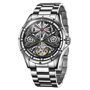 Orologio Meccanico Automatico da <span class=keywords><strong>Uomo</strong></span> LOUIE JUELEN con Effetto Esplosione, Nuova Generazione, Cinturino in <span class=keywords><strong>Acciaio</strong></span> Inossidabile 22mm - Product Image 2
