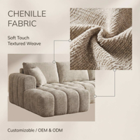 Canapé d'angle convertible de luxe en chenille, grand format, avec fonction lit, moderne et confortable, inclinable, en mousse à mémoire de forme, pour hôtel et villa, avec structure en bois