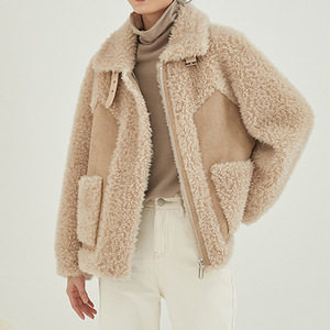 <span class=keywords><strong>Abrigo</strong></span> de piel de ante para mujer, ropa de invierno con bolsillo y cremallera, prendas de vestir, abrigos de lana de piel sintética de manga larga, venta al por mayor - Product Image 1