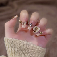 Vente en gros de faux ongles longs en plastique écologique français, faits à la main, effet salon, faciles à porter, emballage complet