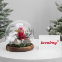 Lovebay Nouveau Design Bonhomme de Neige en Verre Éternel Fleurs Stabilisées Roses dans un Verre avec Lumière pour Cadeaux de Noël