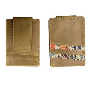 Clip para Billetes Delgado y Portátil de Cuero Crazy Horse Vintage con Bloqueo RFID, Diseño de Hilo, Unisex - Product Image 1