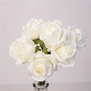 ผ้าไหมสีขาวสัมผัสจริงดอก<span class=keywords><strong>กุหลาบ</strong></span><span class=keywords><strong>ช่อ</strong></span>ดอกไม้ประดิษฐ์สัมผัสจริง Rose Bush สําหรับงานแต่งงานตกแต่งวาเลนไทน์ - Product Image 6
