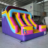 Structure de jeu gonflable commerciale à glissière sèche, colorée, en bâche PVC 0,55 mm, facile à installer pour parcs et événements extérieurs