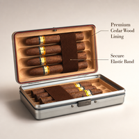 Mini Humidor Portable en Aluminium Aviation - Boîte de Rangement Scellée avec Doublure en Cèdre Espagnol pour Voyage, Cadeau de Poche pour Hommes